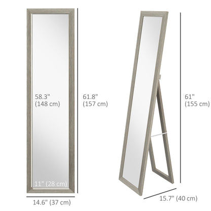 15" x 62" Full Length Mirror for Bedroom, Free Standing Dressing Mirror, Wall Mirror for Living Room, Grey Full Length Mirrors   at Gallery Canada