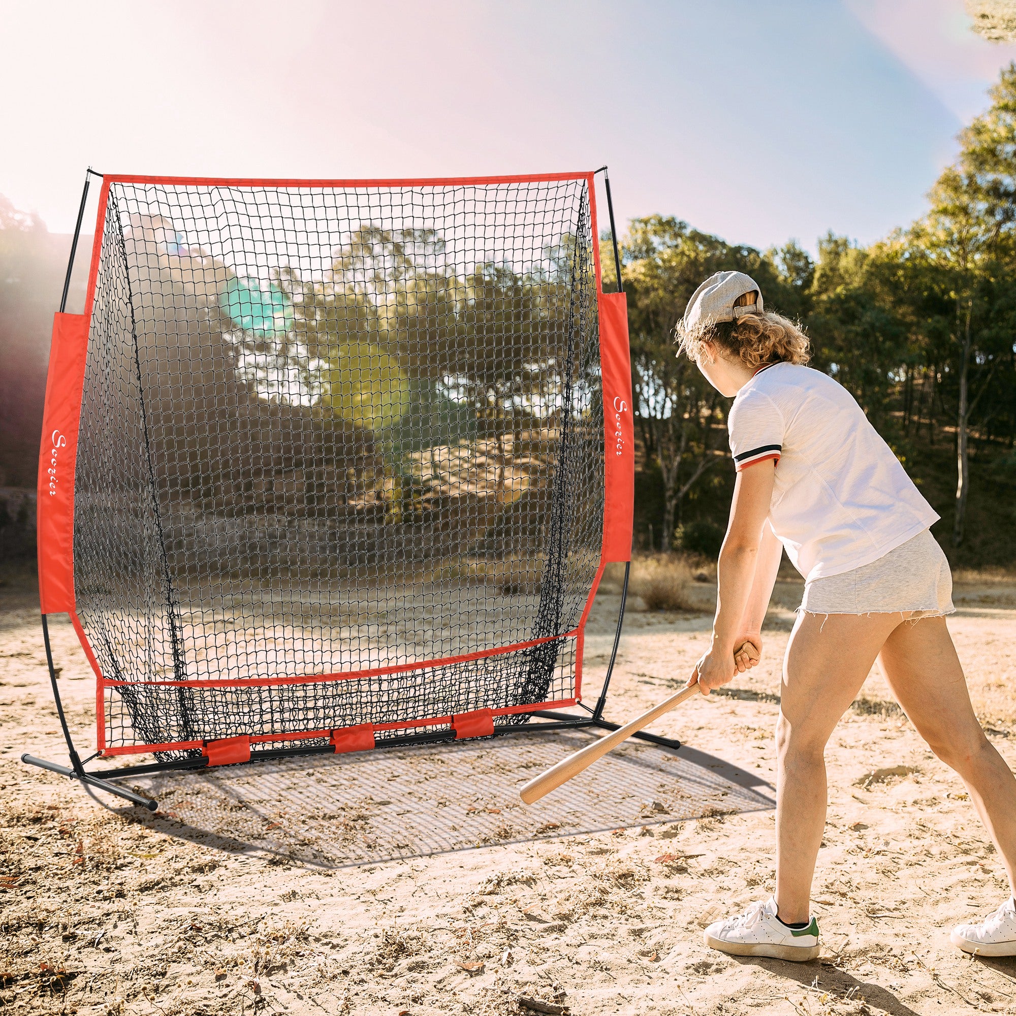 6' x 6' Baseball Net for Hitting Pitching Practice with Carry Bag, Red Baseball   at Gallery Canada