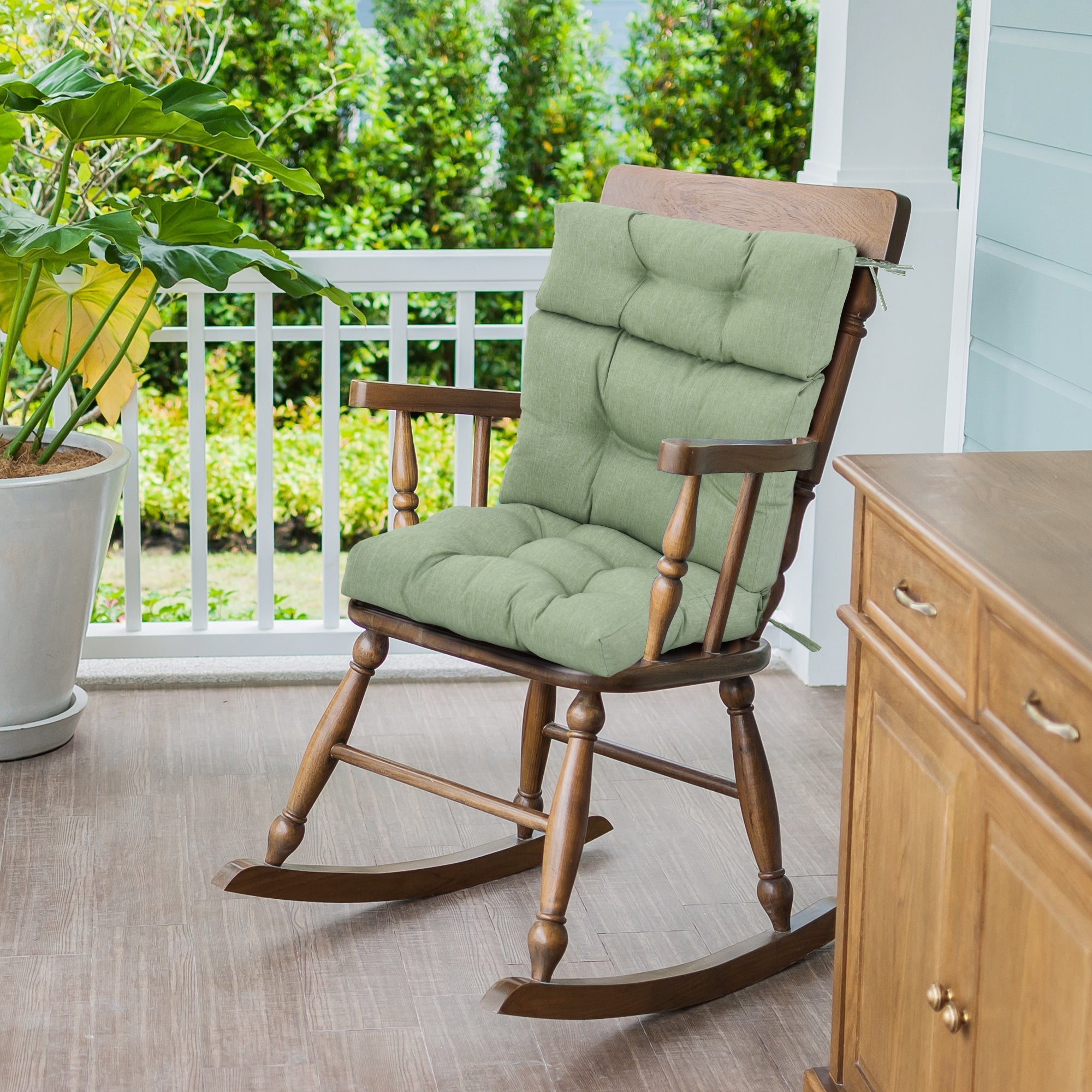 Outdoor Patio Chair Seat/Back Chair Cushion Replacement, Tufted Pillow with Thick Filling and String Ties, Light Green Patio Chair Cushions   at Gallery Canada