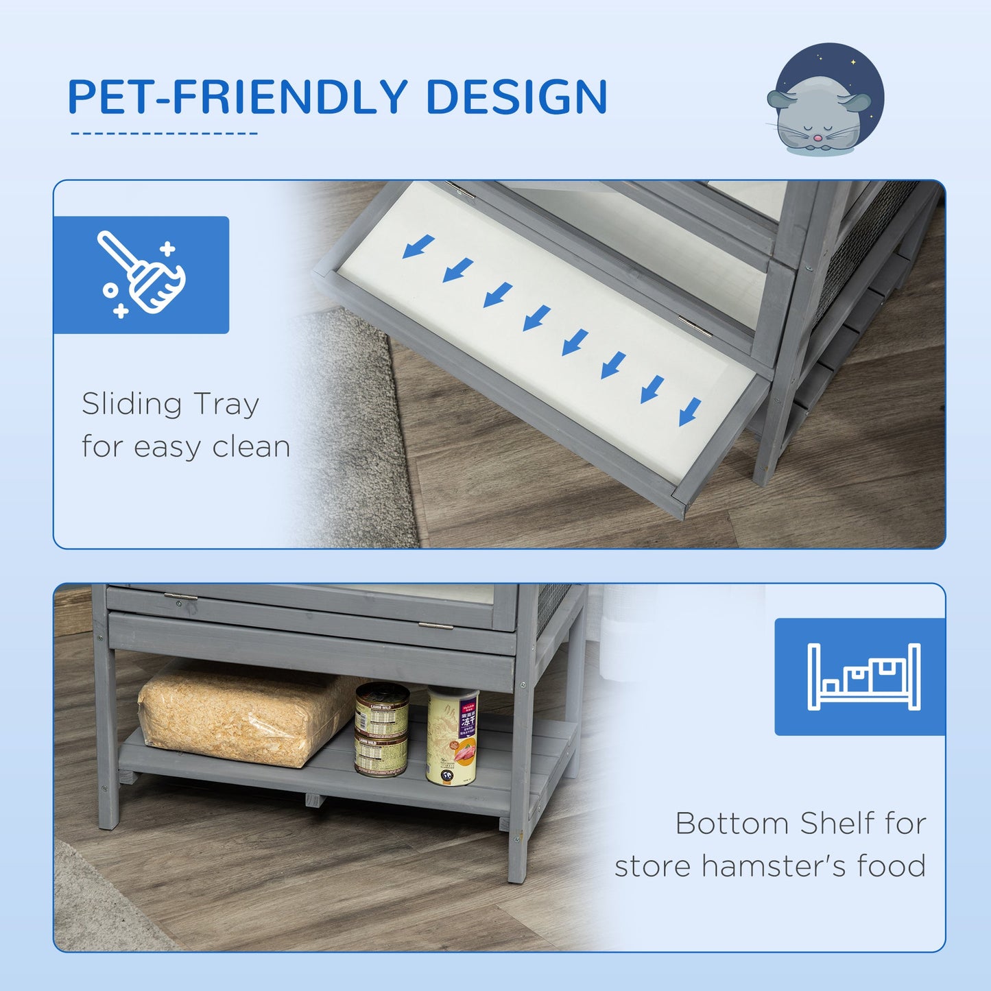 Wooden Hamster Cage, Mice Rodent Small Animals Kit Hutch with Storage, Sliding Tray Seesaw Running Wheel Lockable Roof Hamster Cages   at Gallery Canada