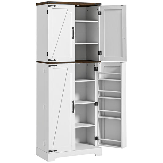 64" Tall Kitchen Pantry Cabinet with Spice Racks and Adjustable Shelves, White Kitchen Pantry Cabinets   at Gallery Canada