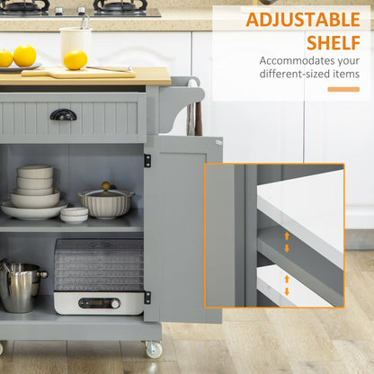 Rolling Kitchen Cart on Wheels, Utility Bar Cart with Drawer, 2 Towel Racks and Adjustable Shelf, Gray Kitchen Islands & Kitchen Carts   at Gallery Canada