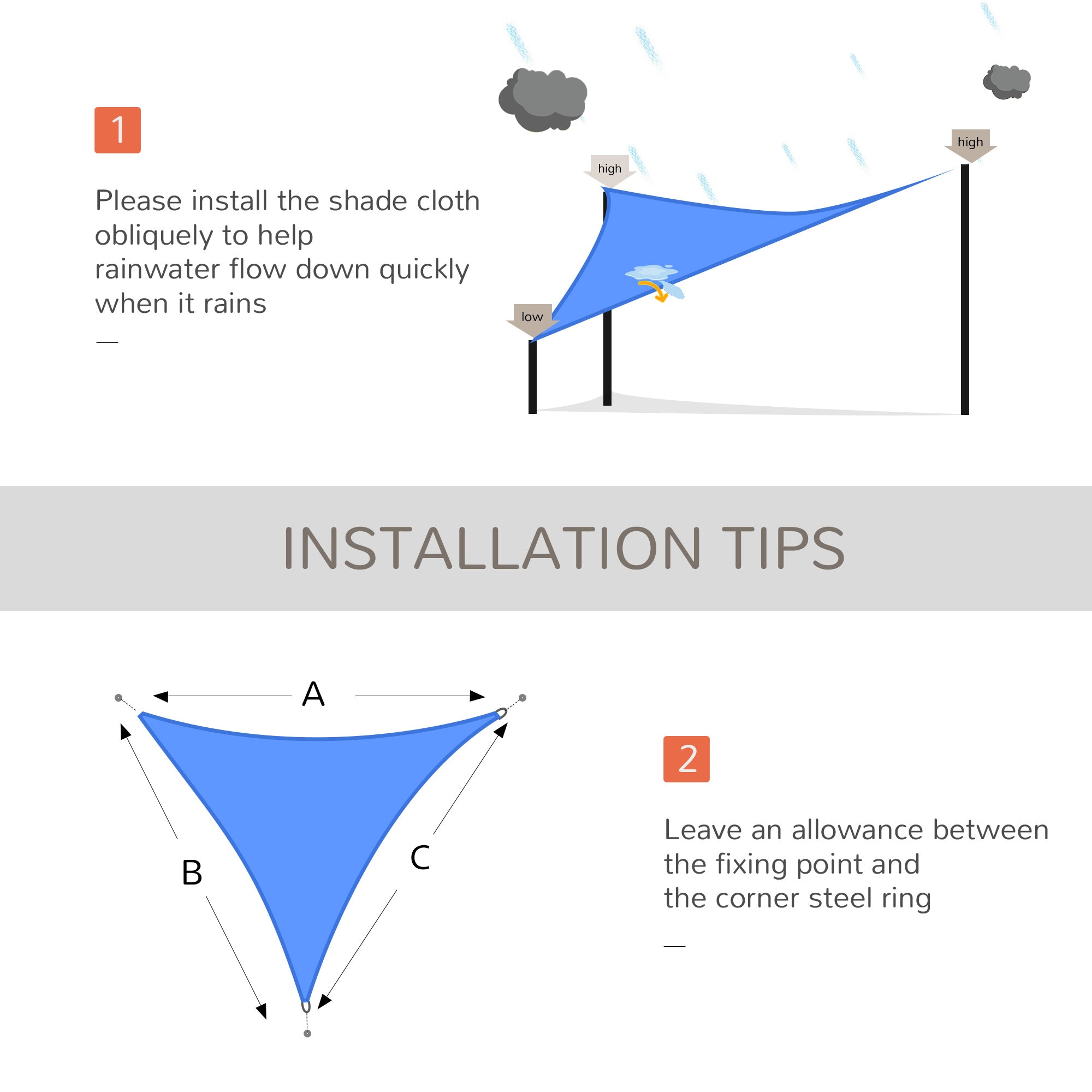 Triangle 16.4' Canopy Sun Sail Shade Garden Cover UV Protector Outdoor Patio Lawn Shelter with Carrying Bag (Blue) Shade Sails at Gallery Canada