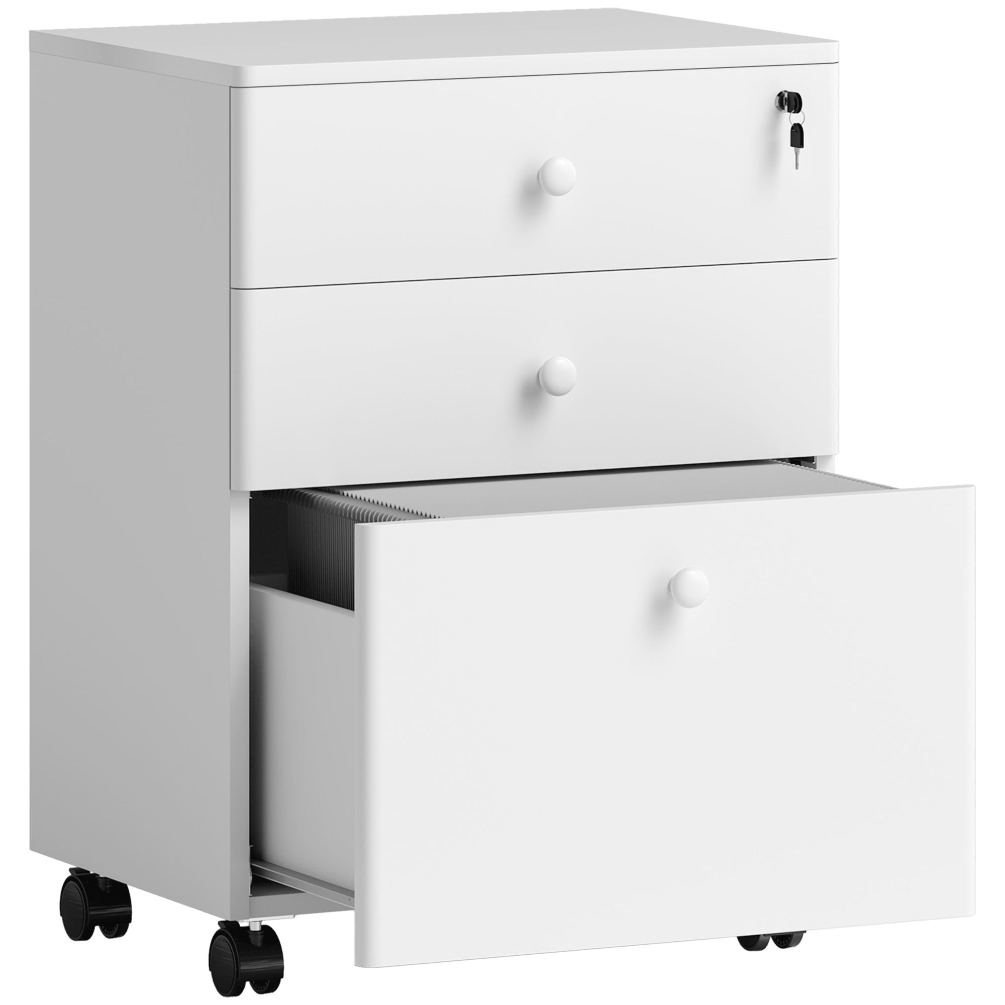 3-Drawer Small Filing Cabinet with Lock, Vertical Office Storage Cabinet with Wheels for Home Office, White Office Cabinets & Cupboards   at Gallery Canada