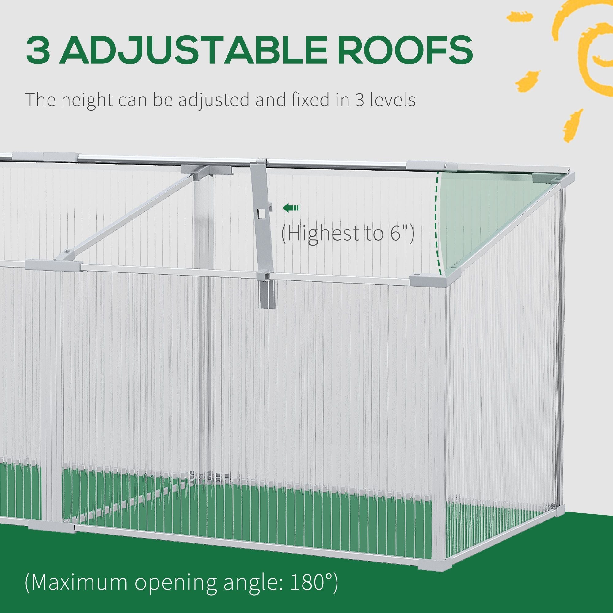 Aluminium Cold Frame Greenhouse Garden Portable Raised Planter with Openable Top, 71