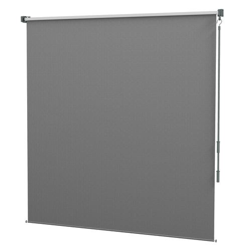 6' x 6' Patio Door Blinds, Outdoor Roller Shades, Cordless Roll Up Shade for Porch Gazebo, Light Grey