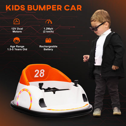 12V Bumper Car for Toddlers, Ride On Car with 360 Degree Remote Control, Lights Music Horn, for 1.5-5 Years, Orange Electric Toy Cars   at Gallery Canada