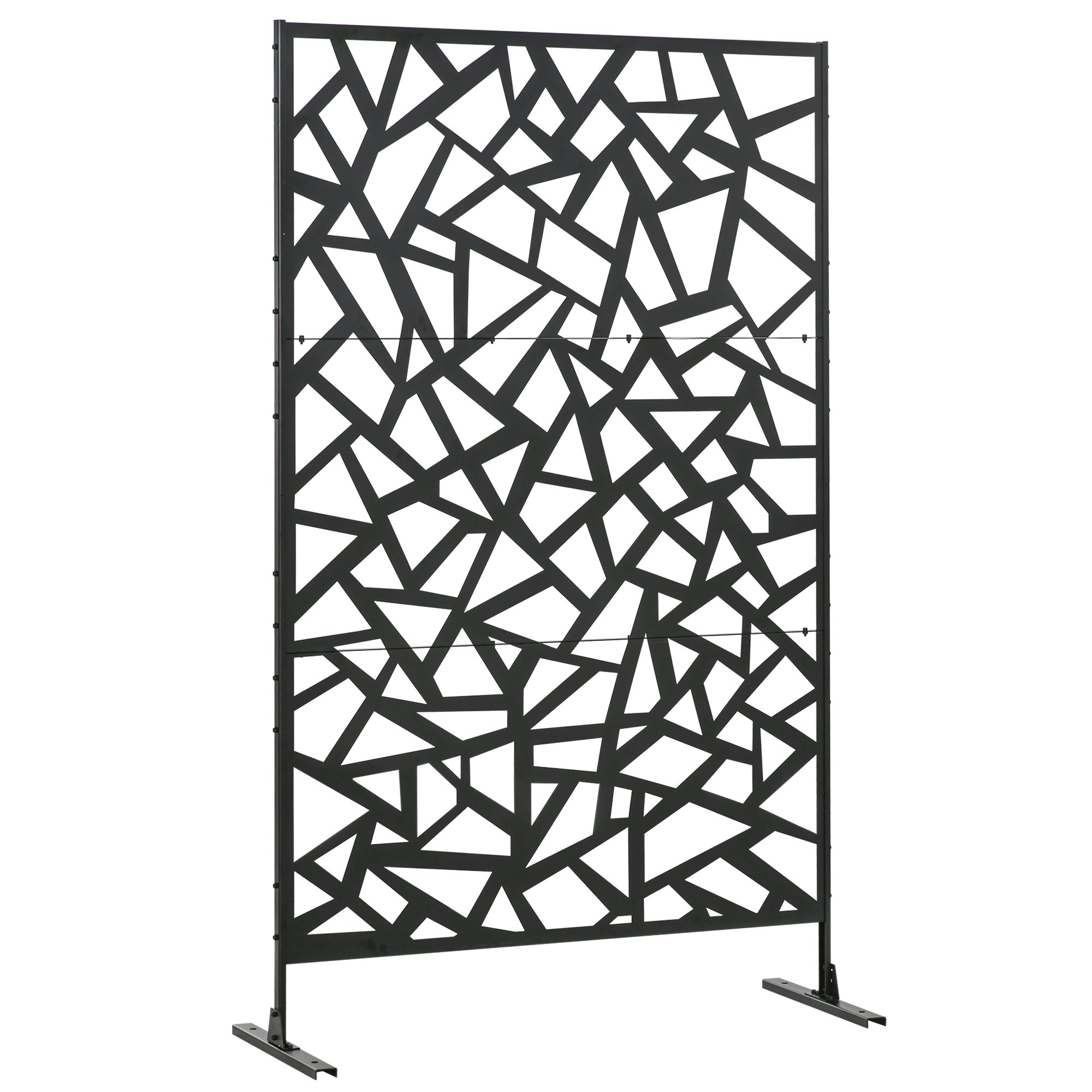 Metal Outdoor Privacy Screen, Decorative Outdoor Divider with Stand and Expansion Screws, Freestanding Privacy Panel for Garden Backyard Deck, Irregular Fence Style Side Awnings Black at Gallery Canada