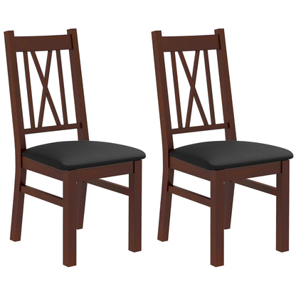 Farmhouse Dining Table Chairs Set of 2, Pine Wood Kitchen Table Chairs with PU Leather Cushion for Living Room, Bedroom Bar Stools   at Gallery Canada