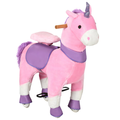 Ride On Unicorn Walking Horse Mechanical Pony Toy with Wheels Gift for 3-6 Years Girls Boys Pink Rocking Horses Pink  at Gallery Canada