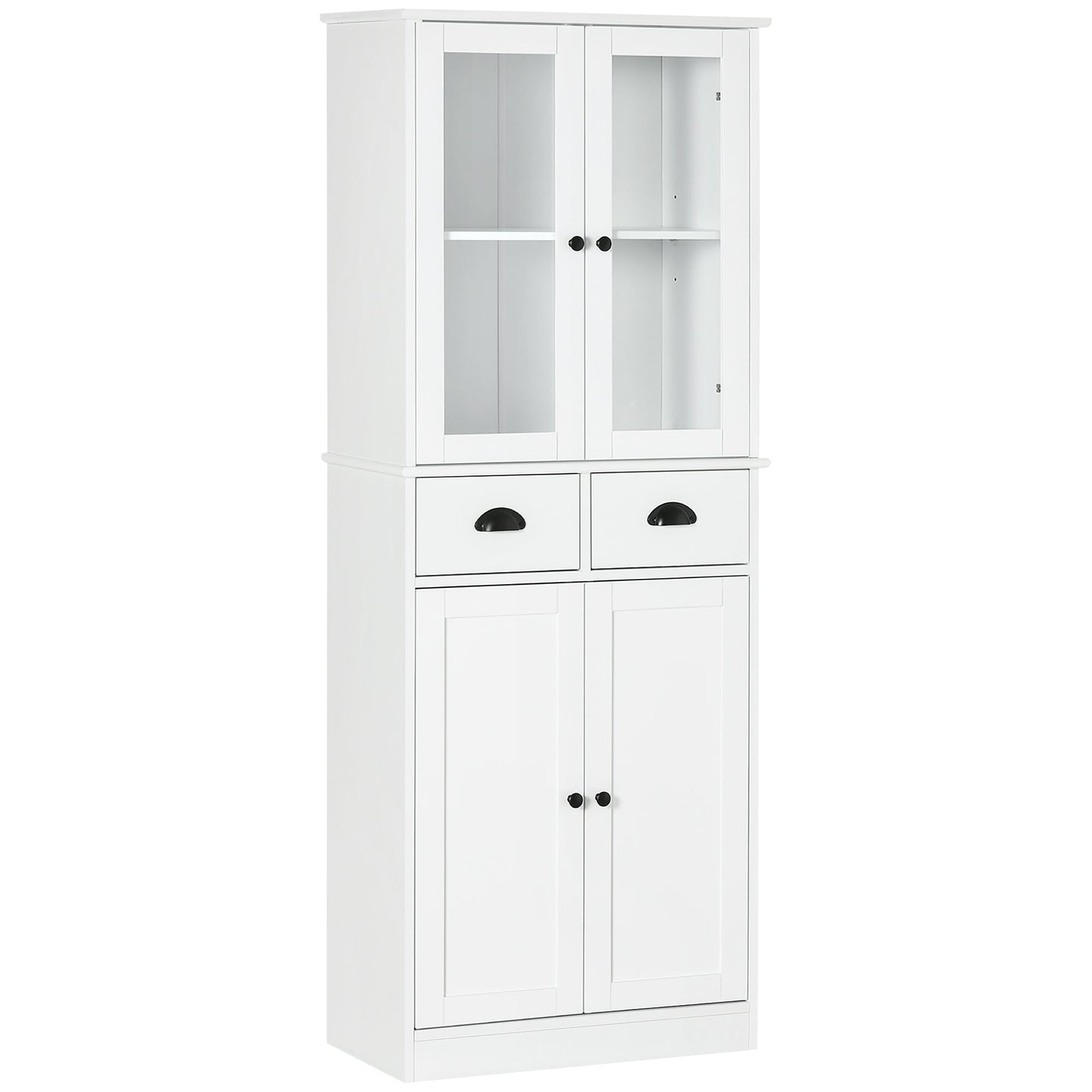 61" Pine Wood Kitchen Pantry, Buffet Cabinet, Freestanding Farmhouse Storage Cabinet with Soft Close Doors and Adjustable Shelves, White Kitchen Pantry Cabinets White  at Gallery Canada