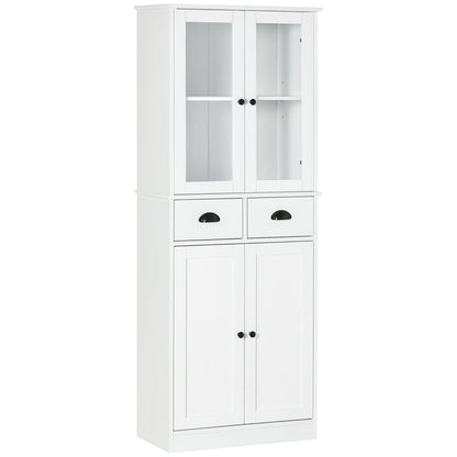 61" Pine Wood Kitchen Pantry, Buffet Cabinet, Freestanding Farmhouse Storage Cabinet with Soft Close Doors and Adjustable Shelves, White Kitchen Pantry Cabinets White  at Gallery Canada