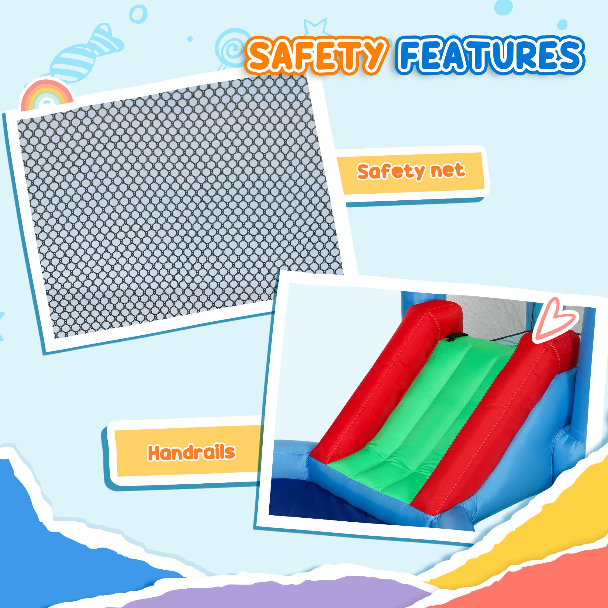 4 in 1 Inflatable Bounce House with Slide, Basketball Hoop, Ball Pit, Blower, Storage Bag, 163