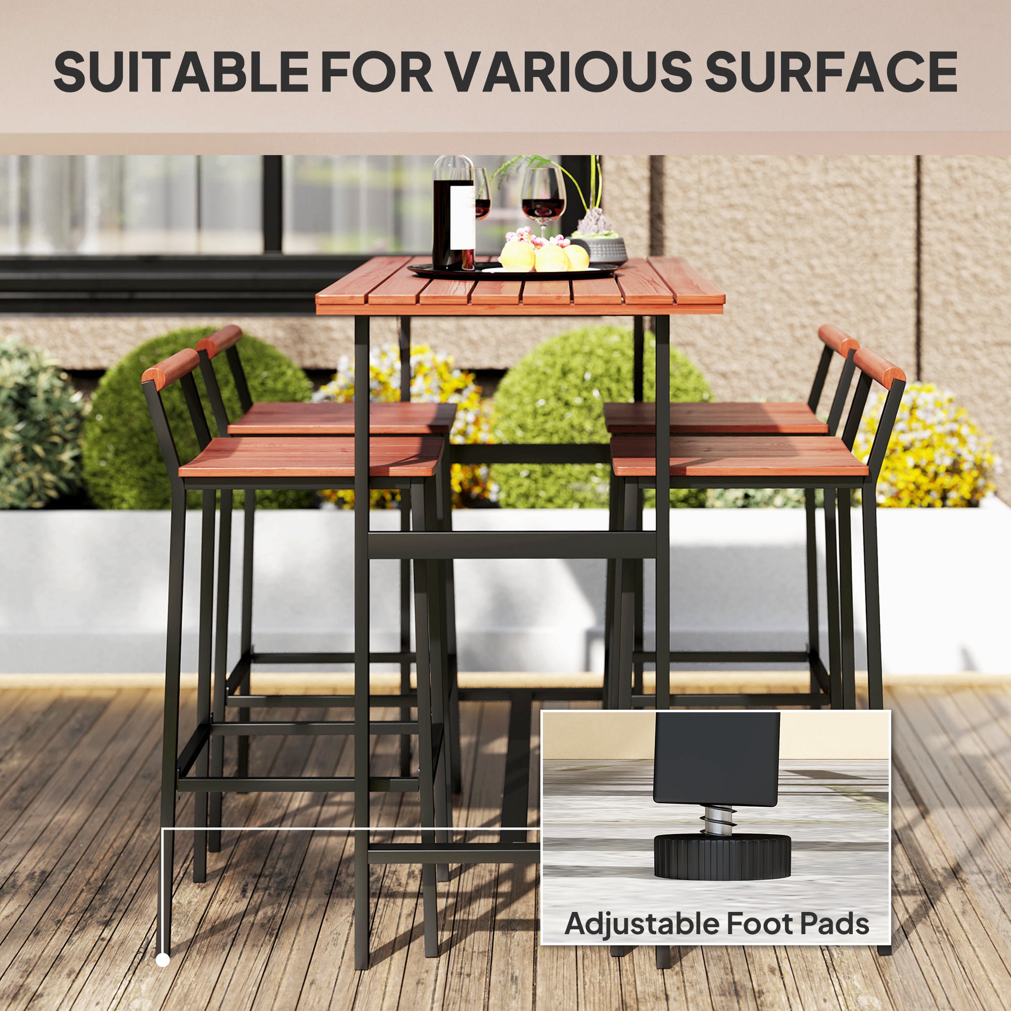 5 Piece Patio Bar Set with 47