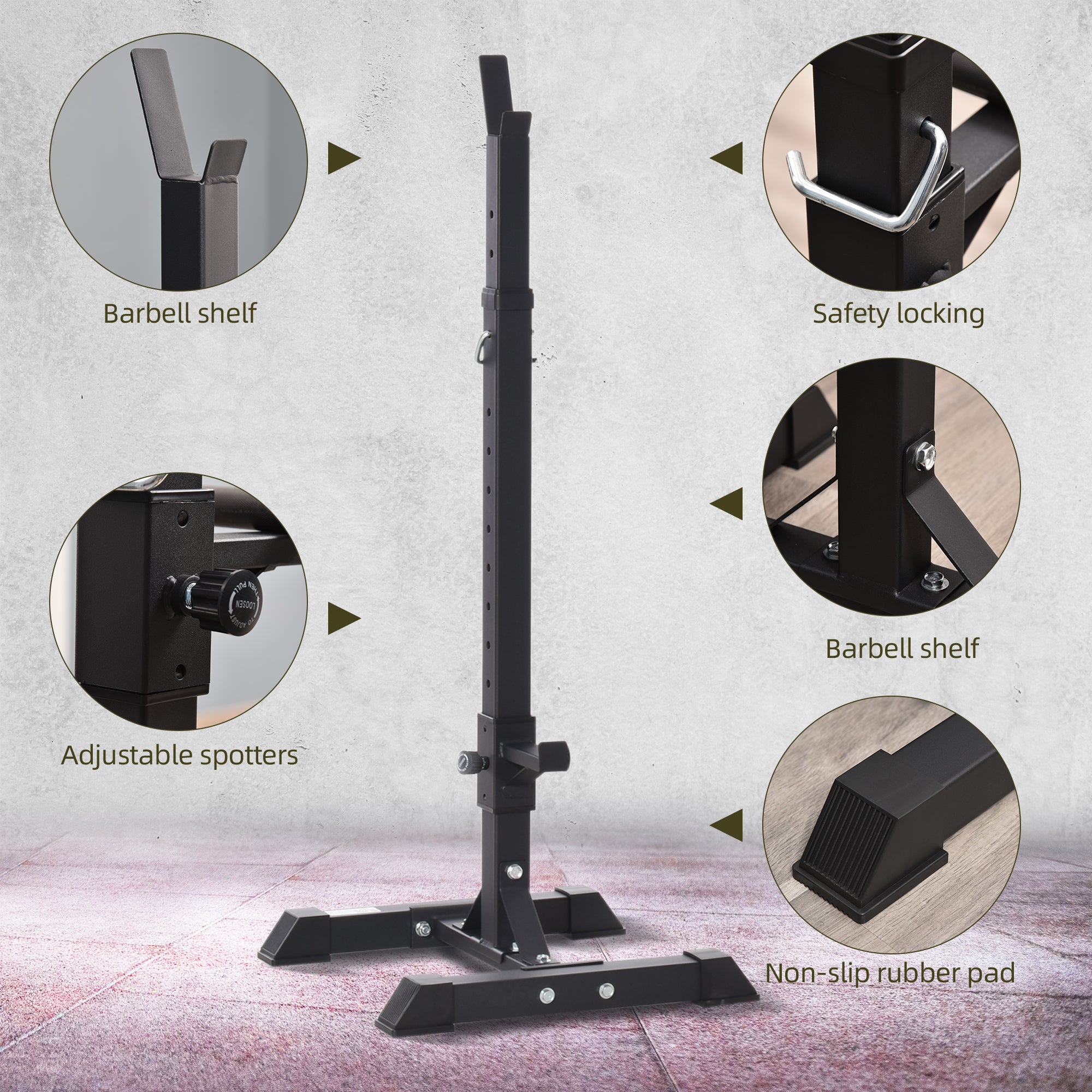 Adjustable Stable Power Squat Stand Portable 2 Bars Barbell Holder Weight Rack Black Power Towers at Gallery Canada
