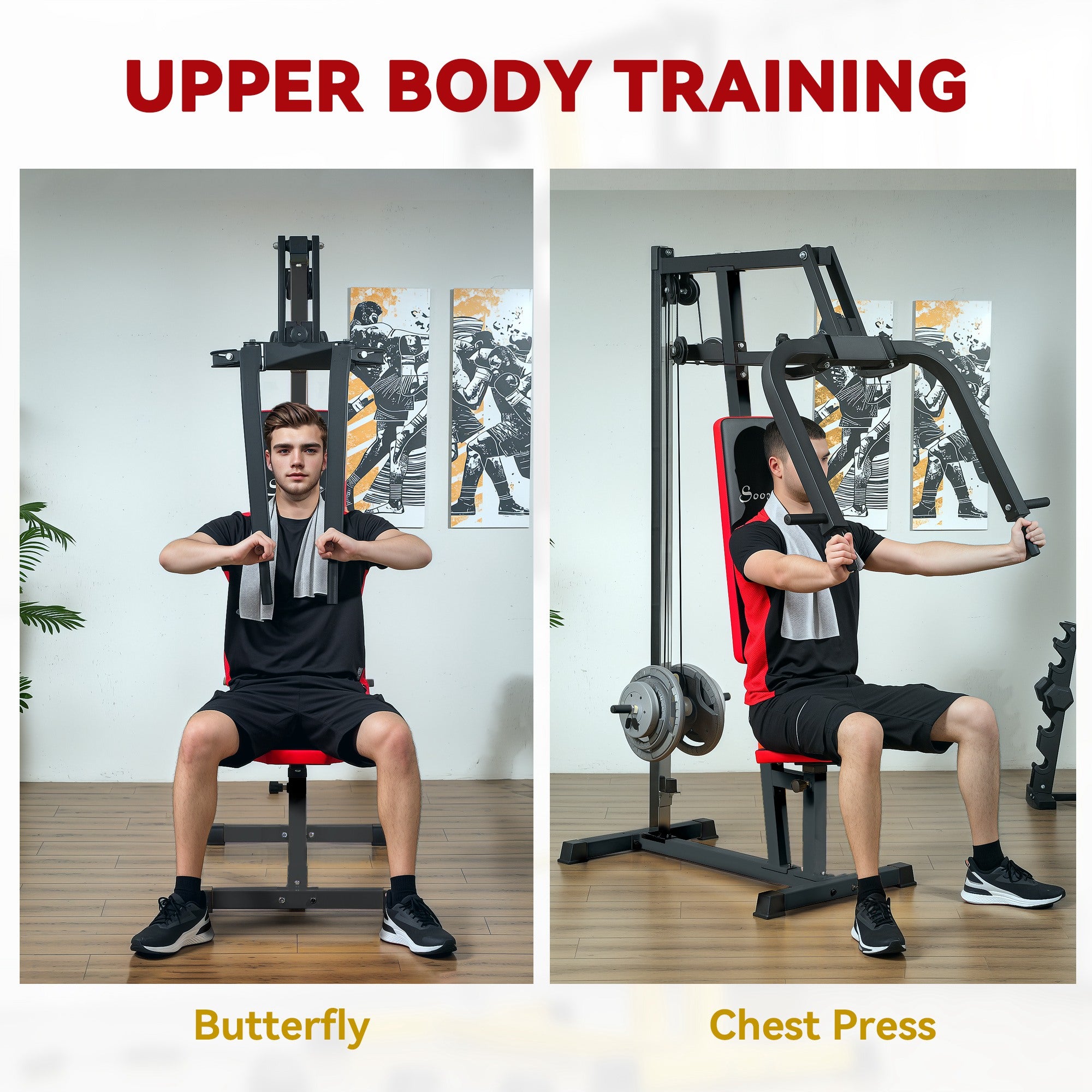 Chest Fly and Chest Press Machine for Back, Pectoral, Rear Deltoid and Shoulder Training, Black Power Towers at Gallery Canada