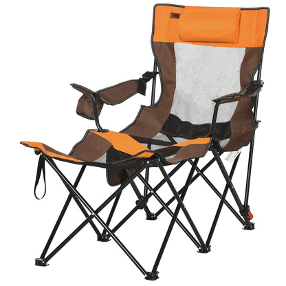 Outdoor Folding Chaise Lounge Chair with Reclining Back, Headrest, Cup Holder, Carry Bag for Patio, Camping, Multi Picnic Tables & Camping Chairs Multi Colour  at Gallery Canada