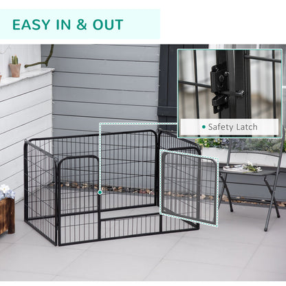 32"W 4-Panel Metal Dog Pen Exercise Pet Playpen Dog Indoor/Outdoor Fence, Black Houses, Kennels & Pens   at Gallery Canada