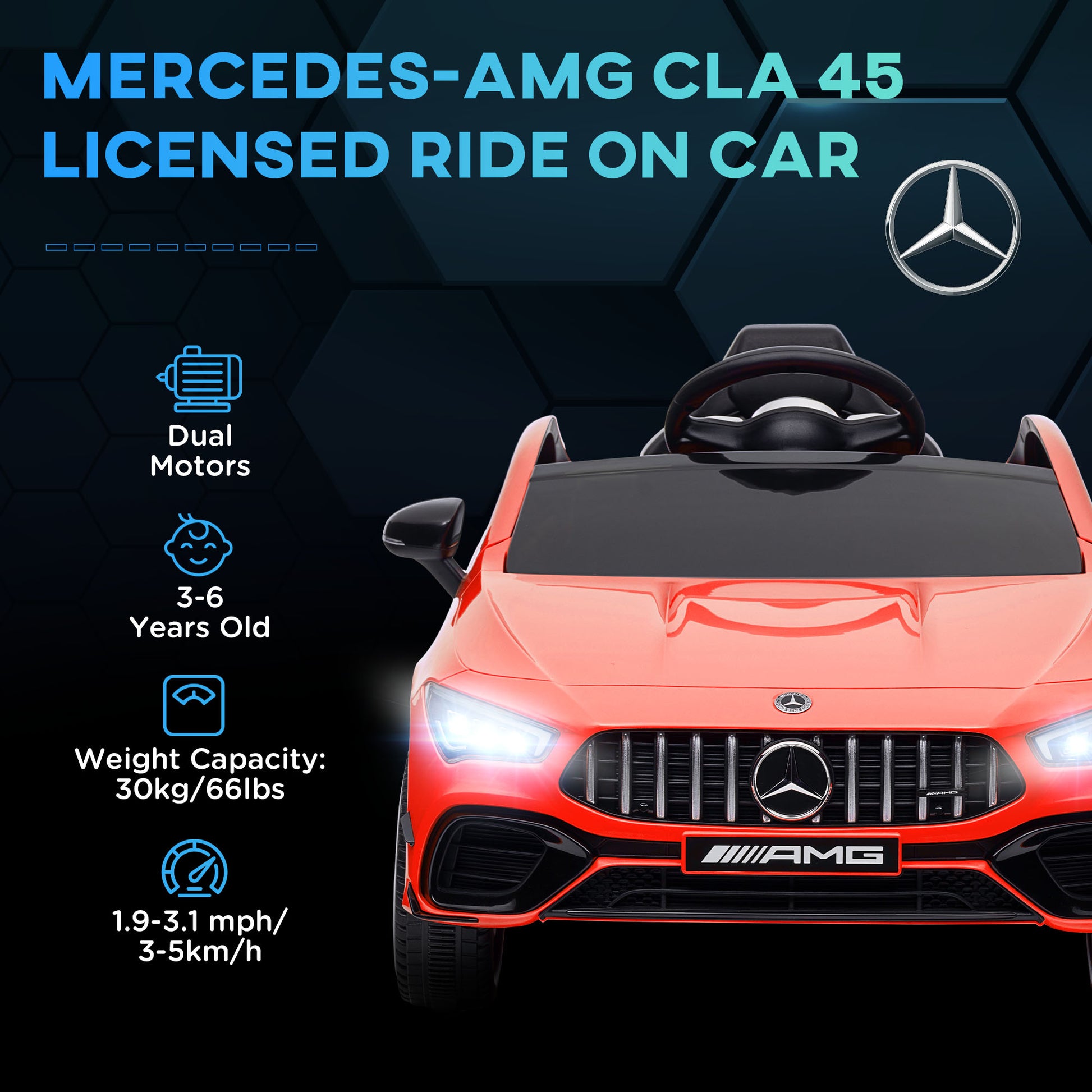 Mercedes-AMG Licensed 12V Ride on Car, Kids Electric Car with Remote Control, Spring Suspension, LED Lights, Red Electric Toy Cars   at Gallery Canada