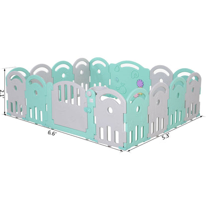 Baby Enclosure, 16 Panels Baby Playpen Baby Play Yard, Indoor &; Outdoor Kids Activity Center, Green Baby Enclosures   at Gallery Canada