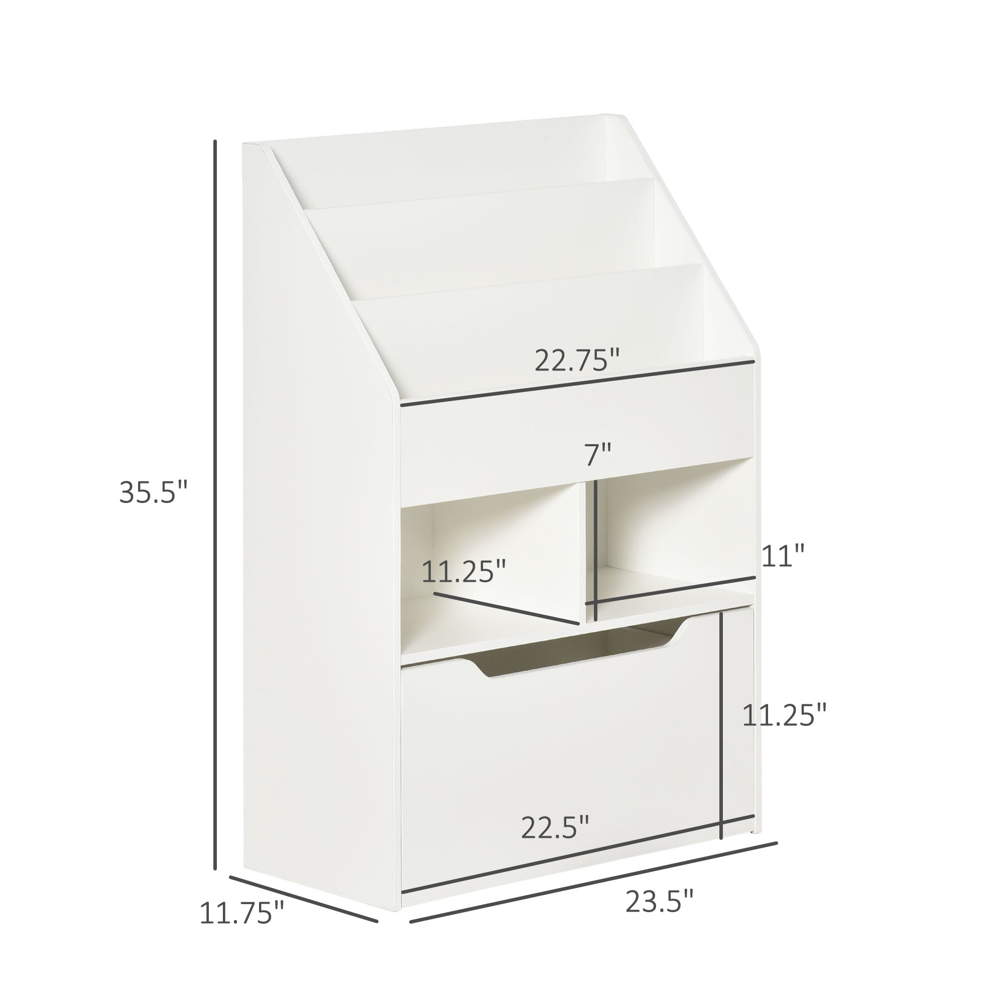 Kids Bookcase Multi-Shelf Rack Organizer with Storage Drawer for Books for Reading Nook, Classroom, Bedroom, Playroom, White Baby & Kids Storage at Gallery Canada
