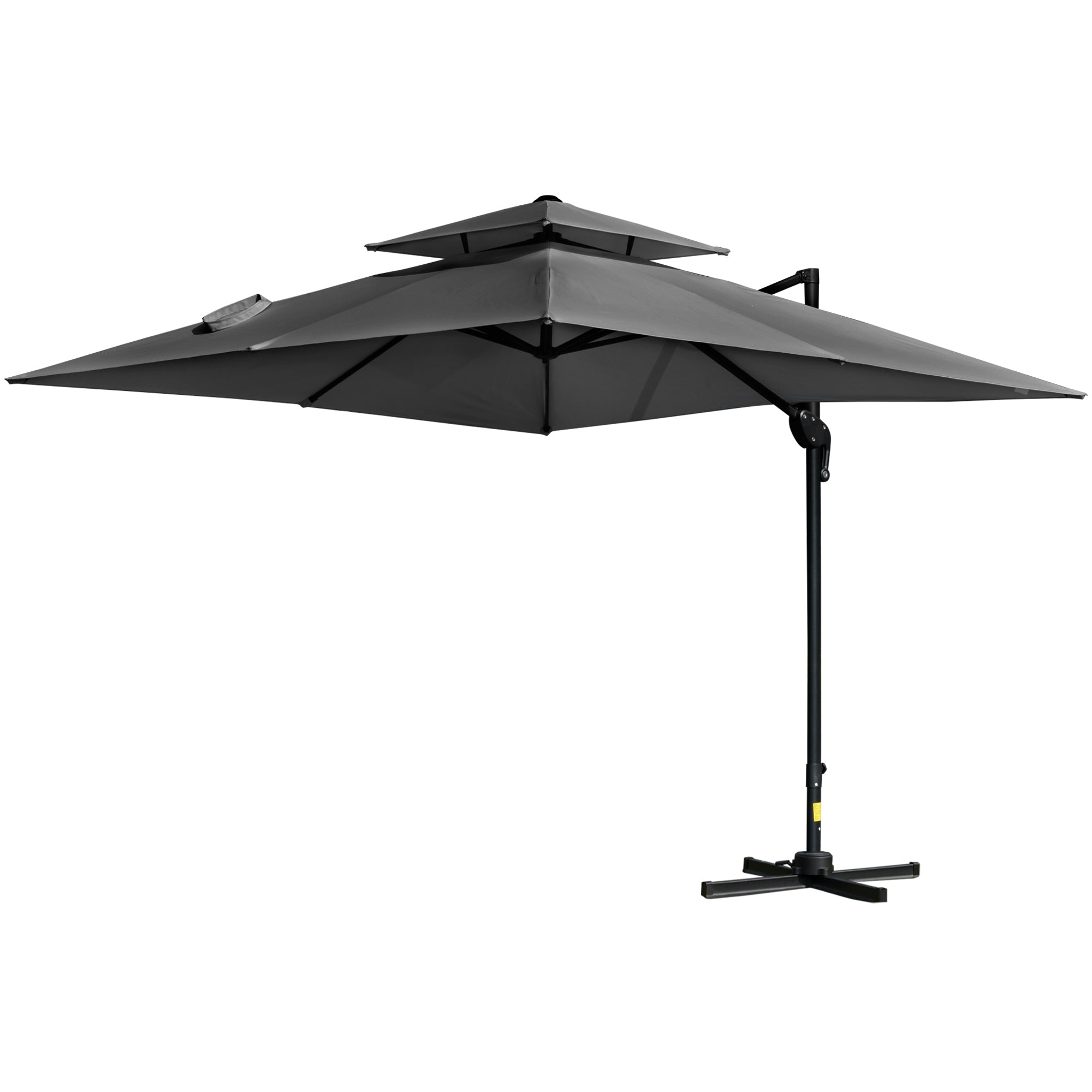 10' x 10' Cantilever Patio Umbrella, Double Top Square Offset Umbrella with 360° Rotation, 5 Adjustable Tilt Angles, Umbrella Cover, Aluminum Pole and Ribs, Charcoal Grey Cantilever Umbrellas at Gallery Canada