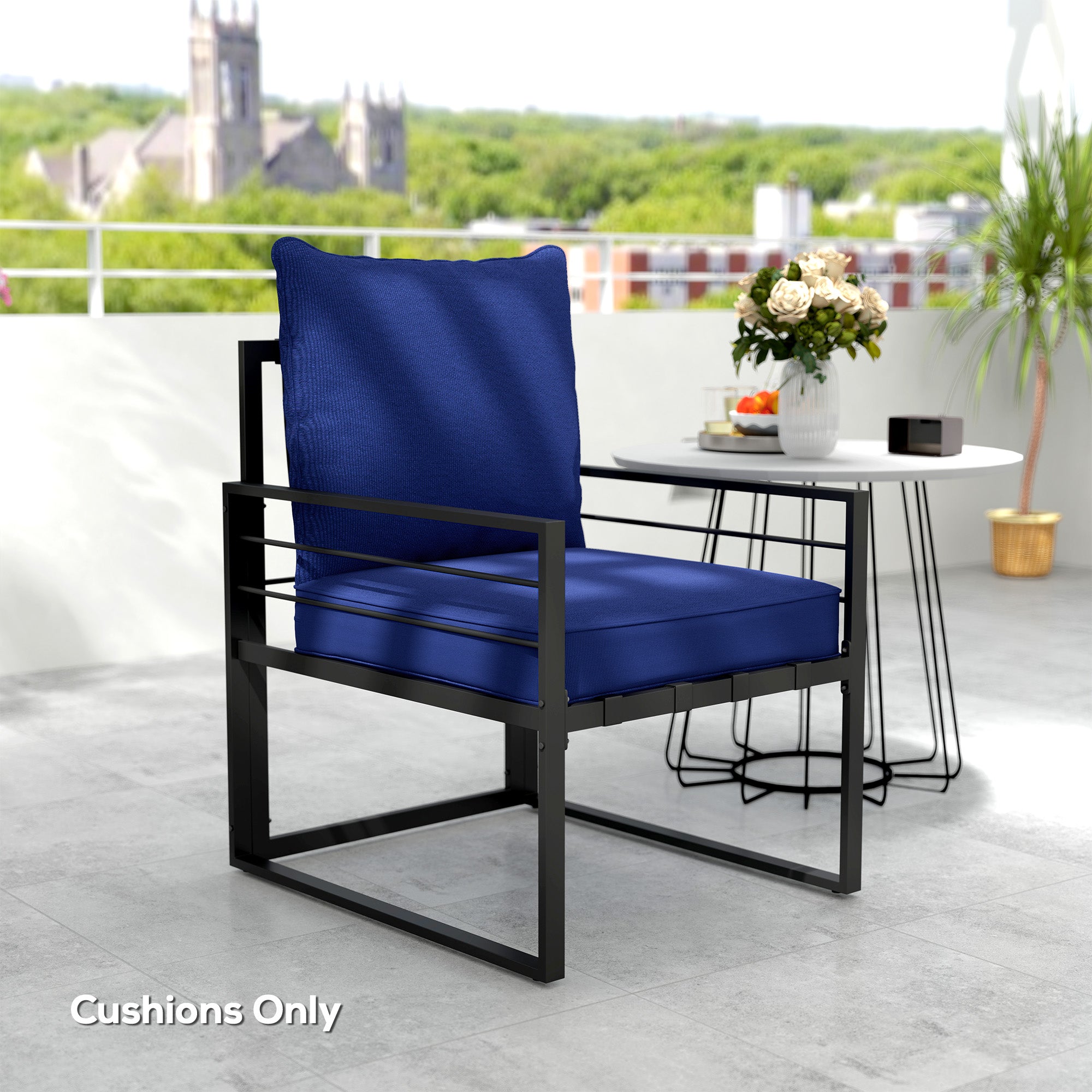 Patio Chair Cushions, Thick Deep Seat Outdoor Seat Cushion with Back Cushion, Dark Blue Patio Chair Cushions at Gallery Canada