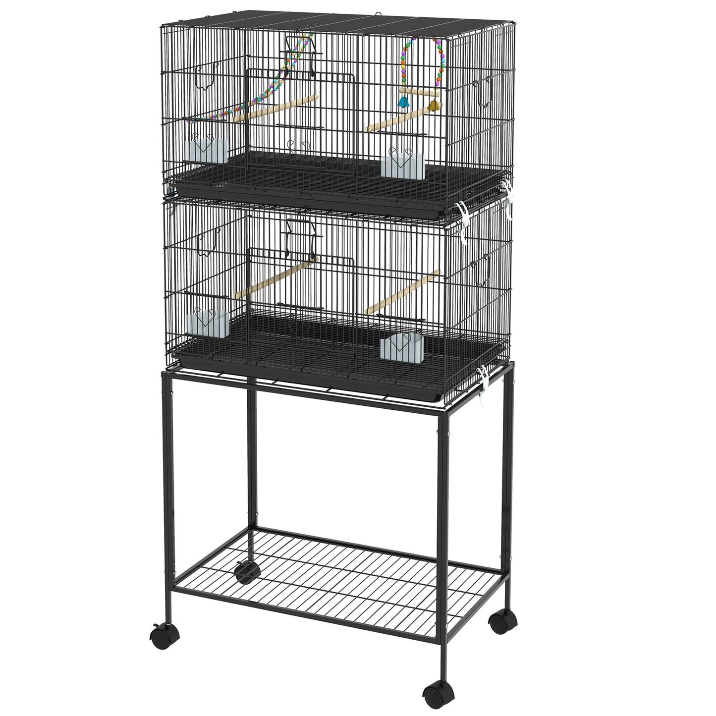 65" Birdcage for Canaries, Lovebirds Finches, Budgie Cage with Wheels, Black Bird Cages Black  at Gallery Canada