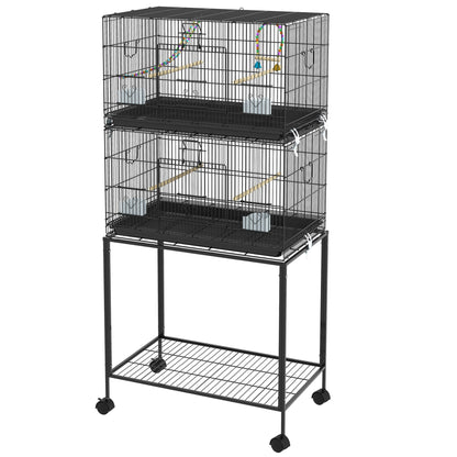 65" Birdcage for Canaries, Lovebirds Finches, Budgie Cage with Wheels, Black Bird Cages Black  at Gallery Canada