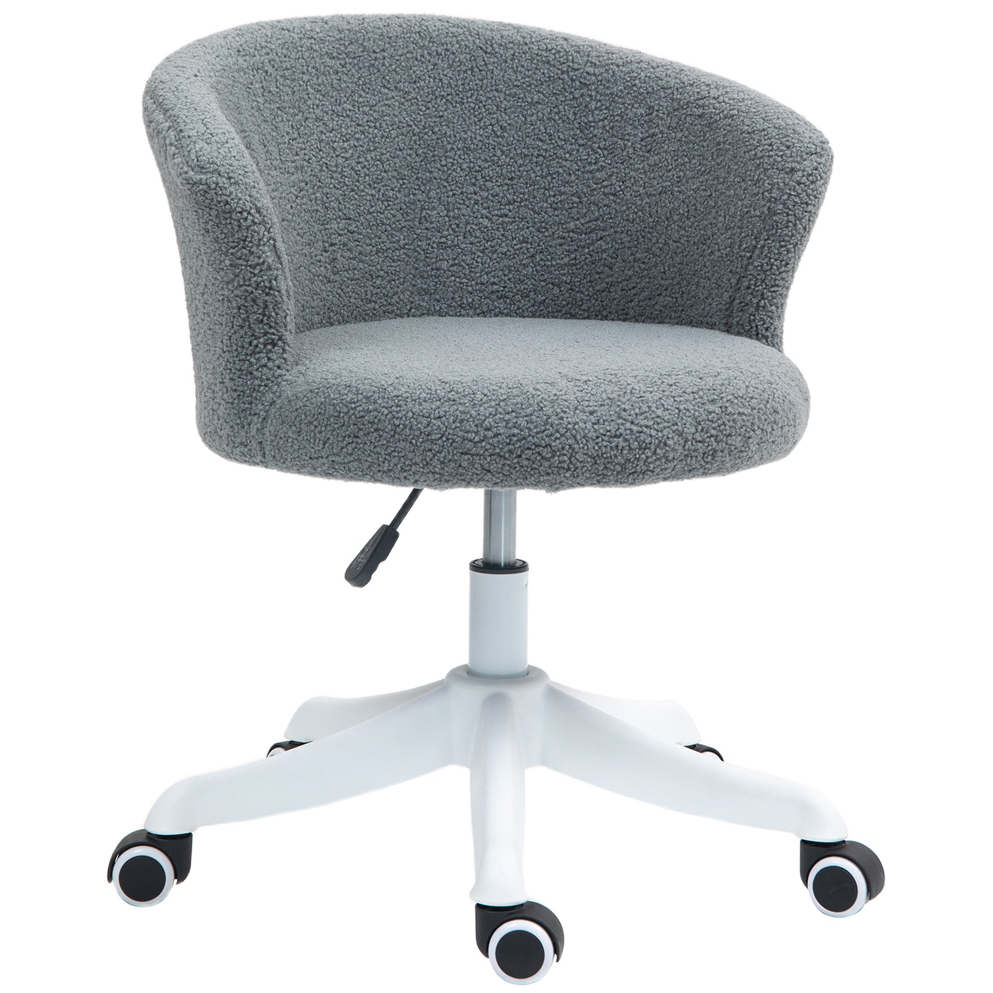 Armless Office Chair, Fluffy Computer Desk Chair with Adjustable Height, Swivel Wheels, Mid Back, Grey Office Chairs at Gallery Canada