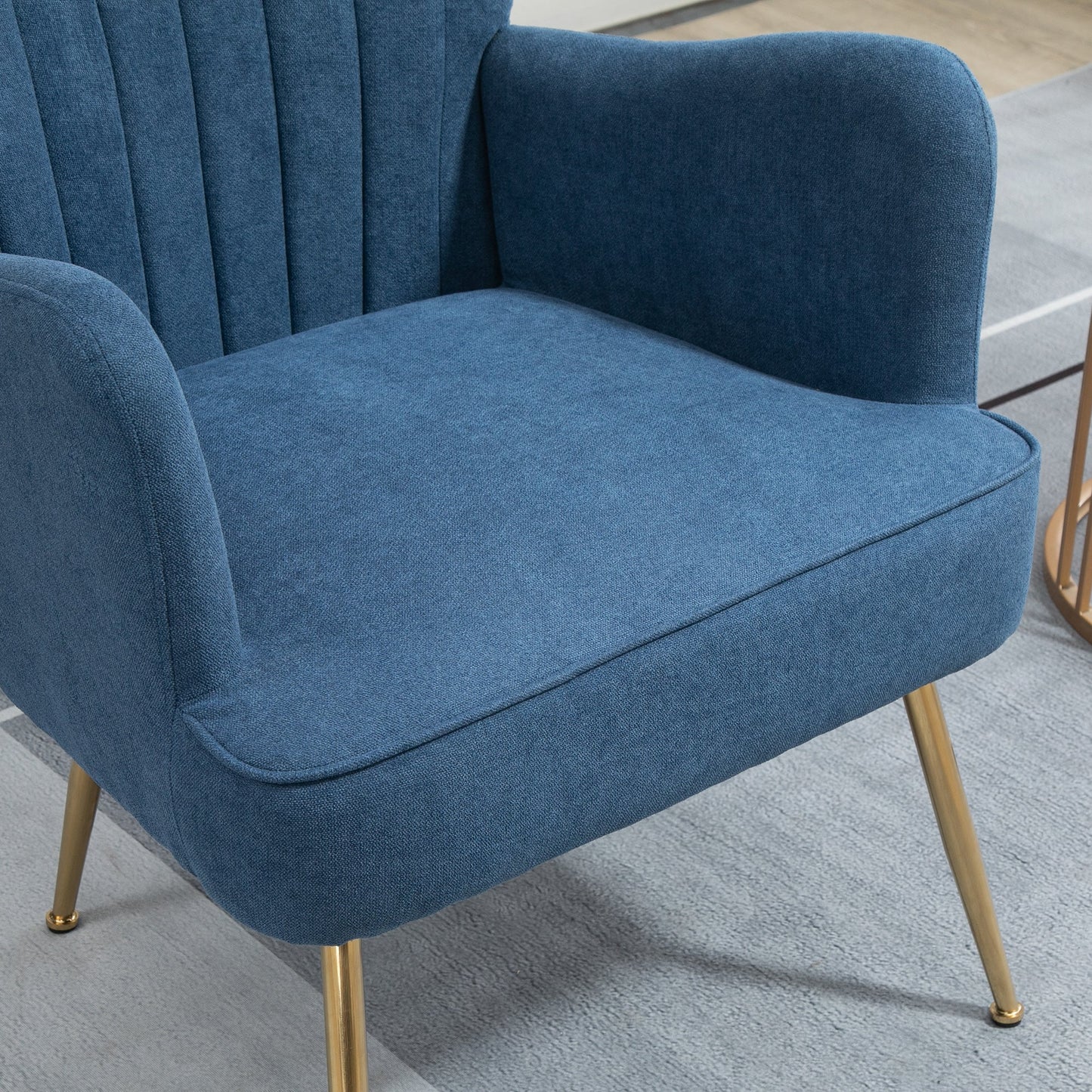 Velvet Accent Chairs, Modern Living Room Chair, Tall Back Leisures Chair with Steel Legs for Bedroom, Dinning Room, Waiting Room, Blue Accent Chairs   at Gallery Canada