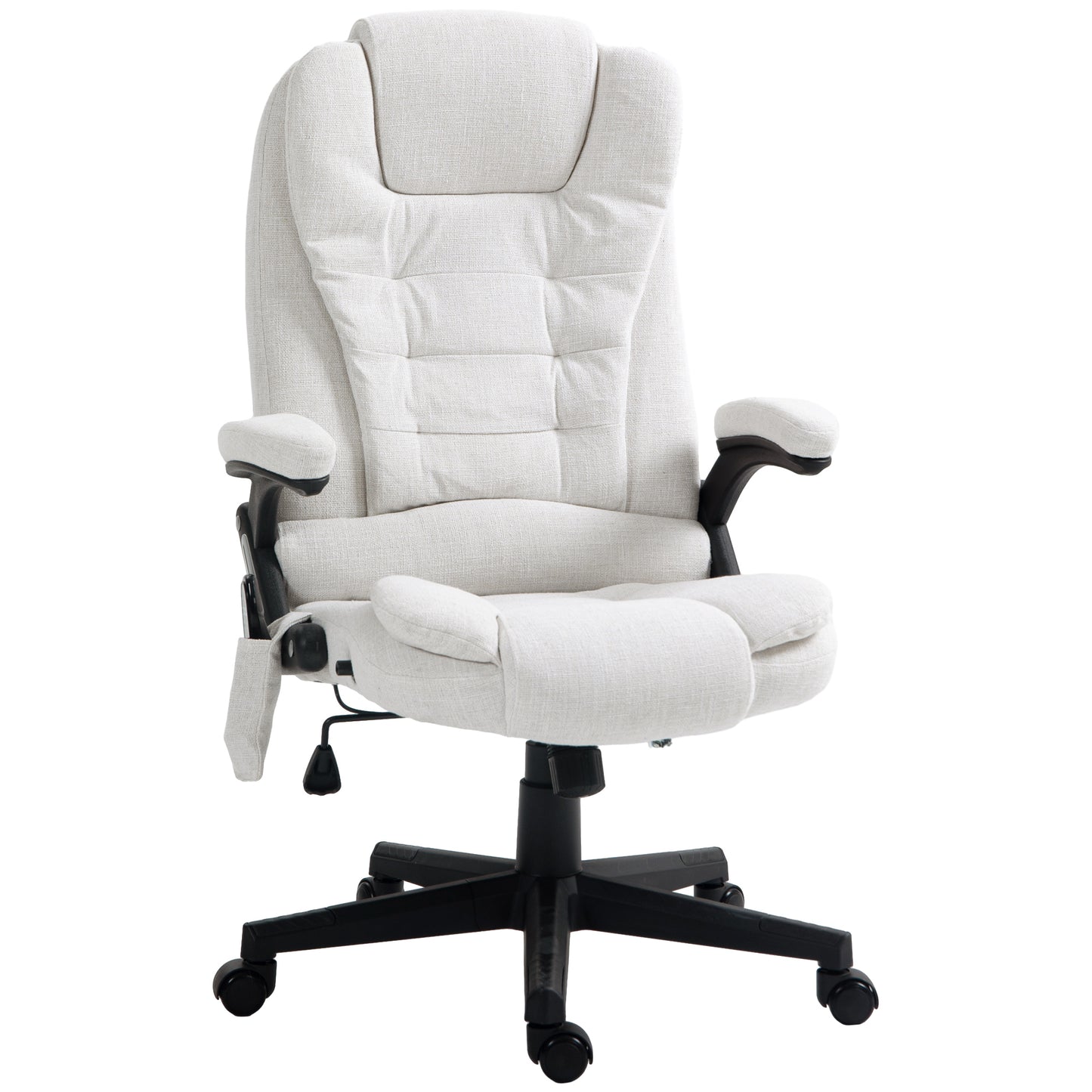 6 Point Vibrating Massage Office Chair High Back Executive Chair with Reclining Back, Swivel Wheels, White Massage Chairs   at Gallery Canada