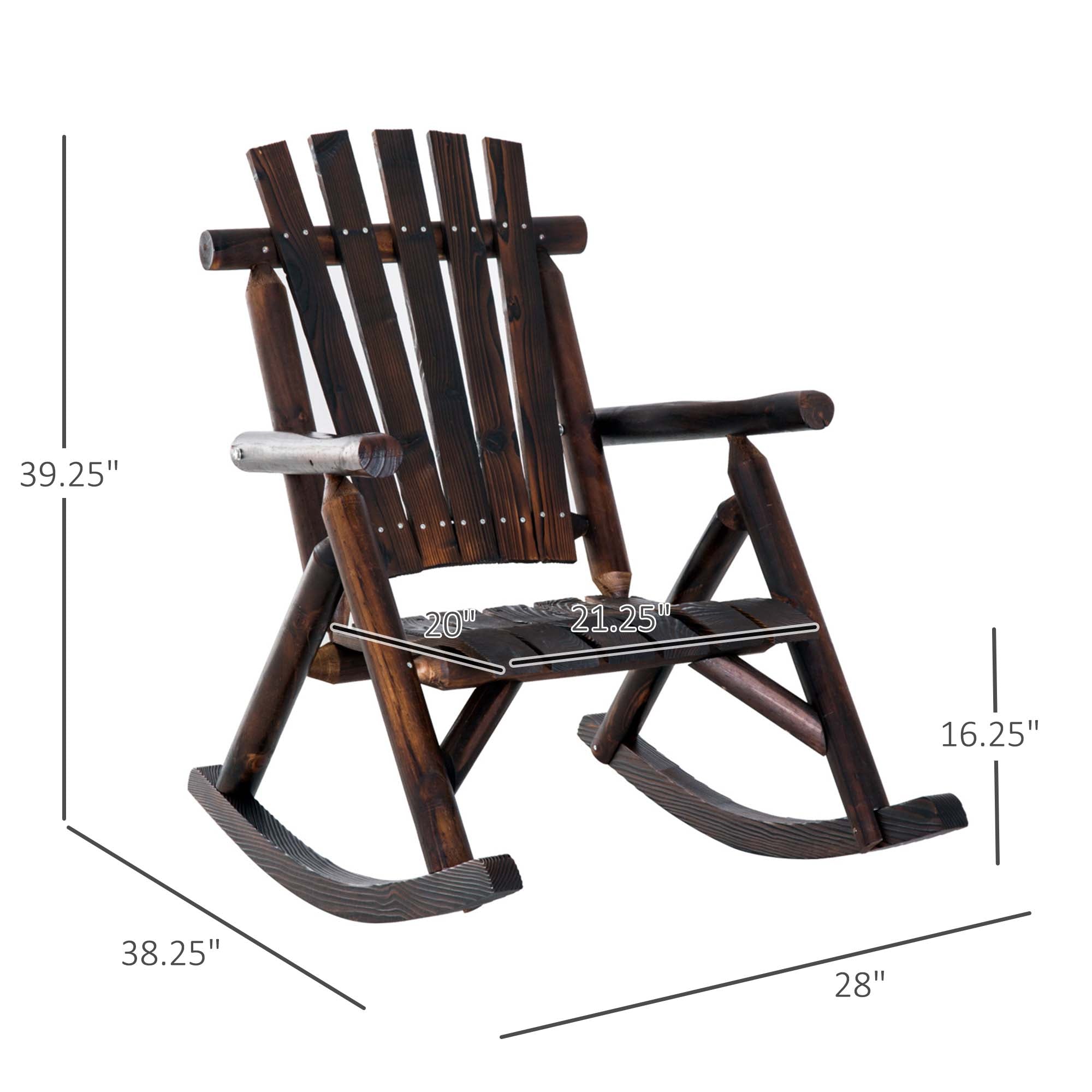 Char-Log Single Rocker Garden Rustic Outdoor Patio Adirondack Rocking Chair Yard Furniture Fir Wood Outdoor Rocking Chairs   at Gallery Canada