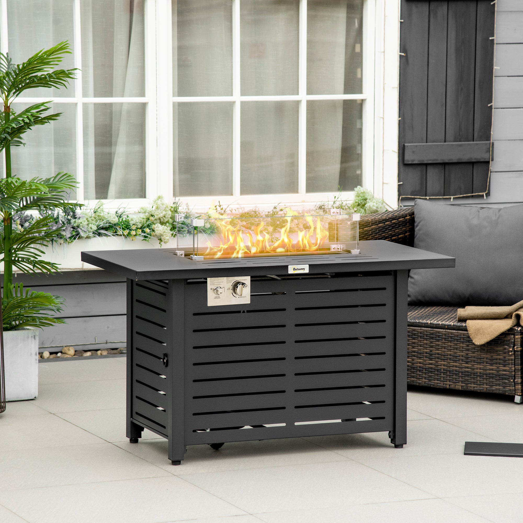 Propane Gas Fire Pit Table, Outdoor Firepit with 43