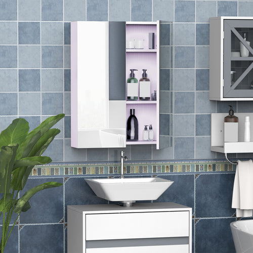 Wall Mount Medicine Cabinet with Mirror, Bathroom Mirror Cabinet Storage Organizer with Adjustable Shelf, Double Door Cupboard, Soft Closing, 23.5