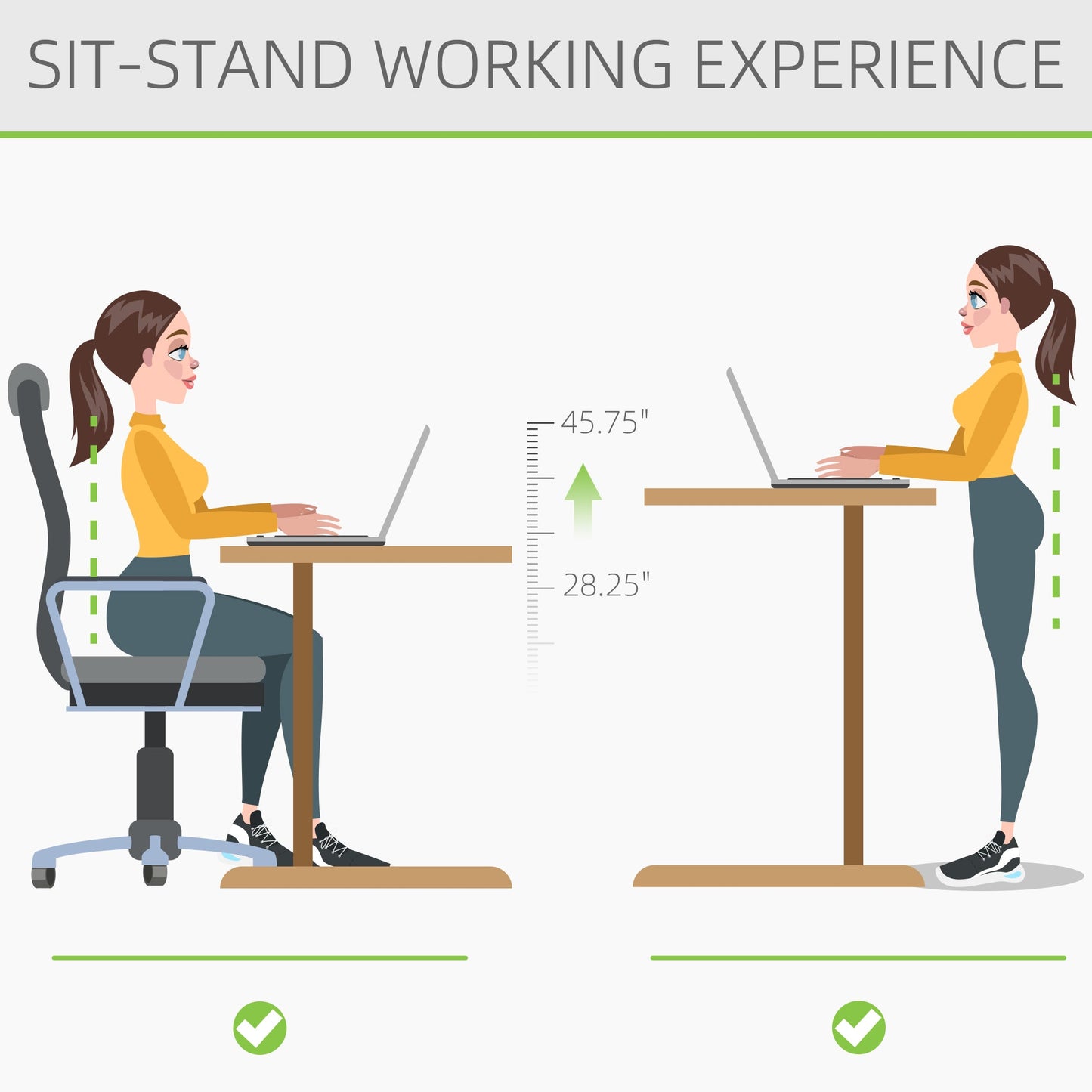 Electric Height Adjustable Standing Desk with 4 Memory Controller, 54 x 24 Inches Sit Stand Home Office Desk with Splice Board. Teak and Black Computer Desks   at Gallery Canada