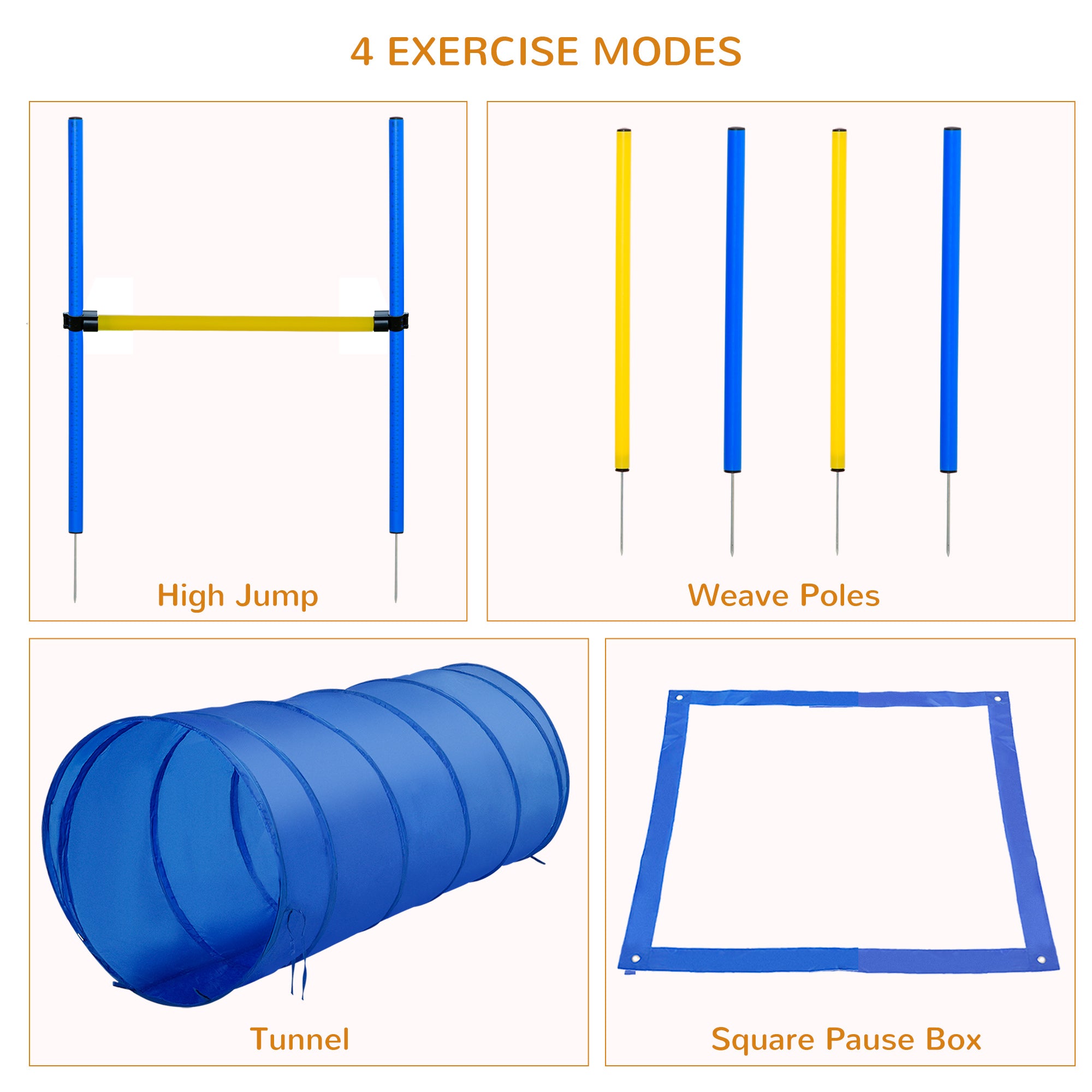 Dog Agility Starter Kit Pet Outdoor Exercise Training Set Tunnel 4 Weave Poles High Jumper Dog Agility Training Equipment at Gallery Canada