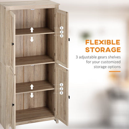 72" Freestanding 4-Door Kitchen Pantry, Buffet Cabinet, Pantry Organizer, Storage Cabinet Organizer with 4-tier, and Adjustable Shelves, Natural Kitchen Pantry Cabinets   at Gallery Canada