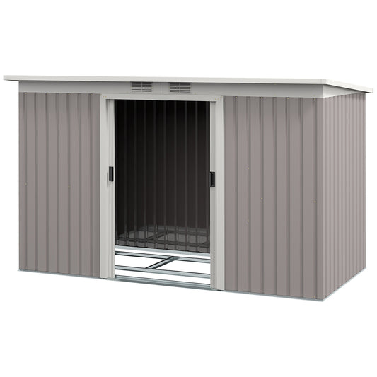 9' x 4' Garden Metal Storage Shed Outdoor Equipment Tool Box with Foundation Kit, Ventilation &; Doors, Light Grey Sheds at Gallery Canada