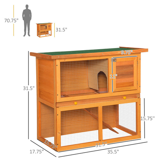 Wooden Rabbit Hutch Small Animal House Cage 2-Level w/ Run Backyard - Gallery Canada