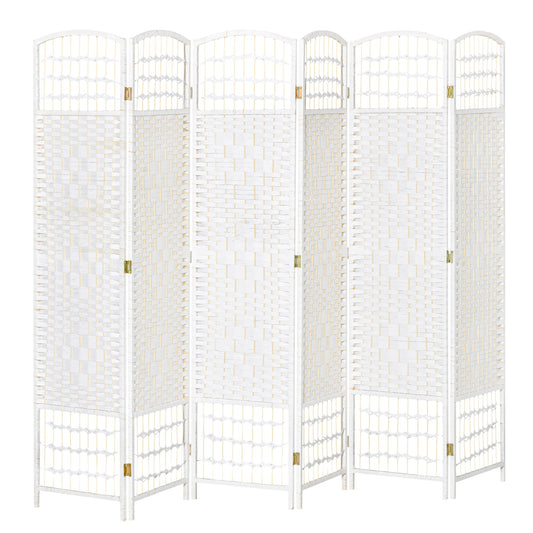 6 Panel Room Divider, 5.6 ft Tall Folding Privacy Screen, Wave Fiber Freestanding Partition Wall Divider for Home Office, White Room Dividers White  at Gallery Canada