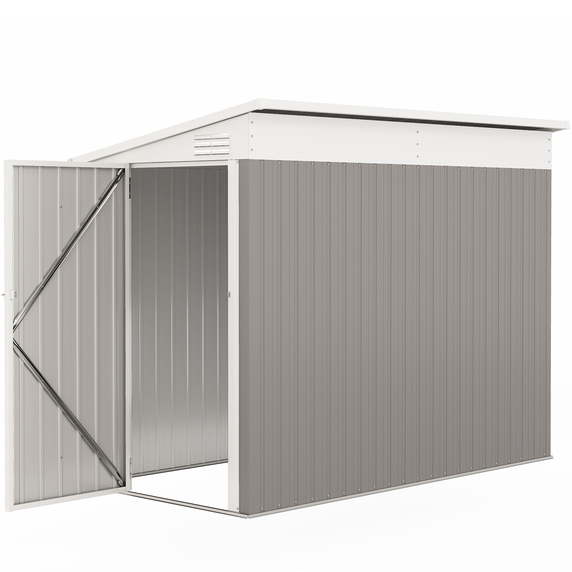 4' x 8' Outdoor Storage Shed Lean to Shed Outdoor Metal Tool Shed with Lockable Door and Air Vents, Light Grey Sheds Light Grey at Gallery Canada
