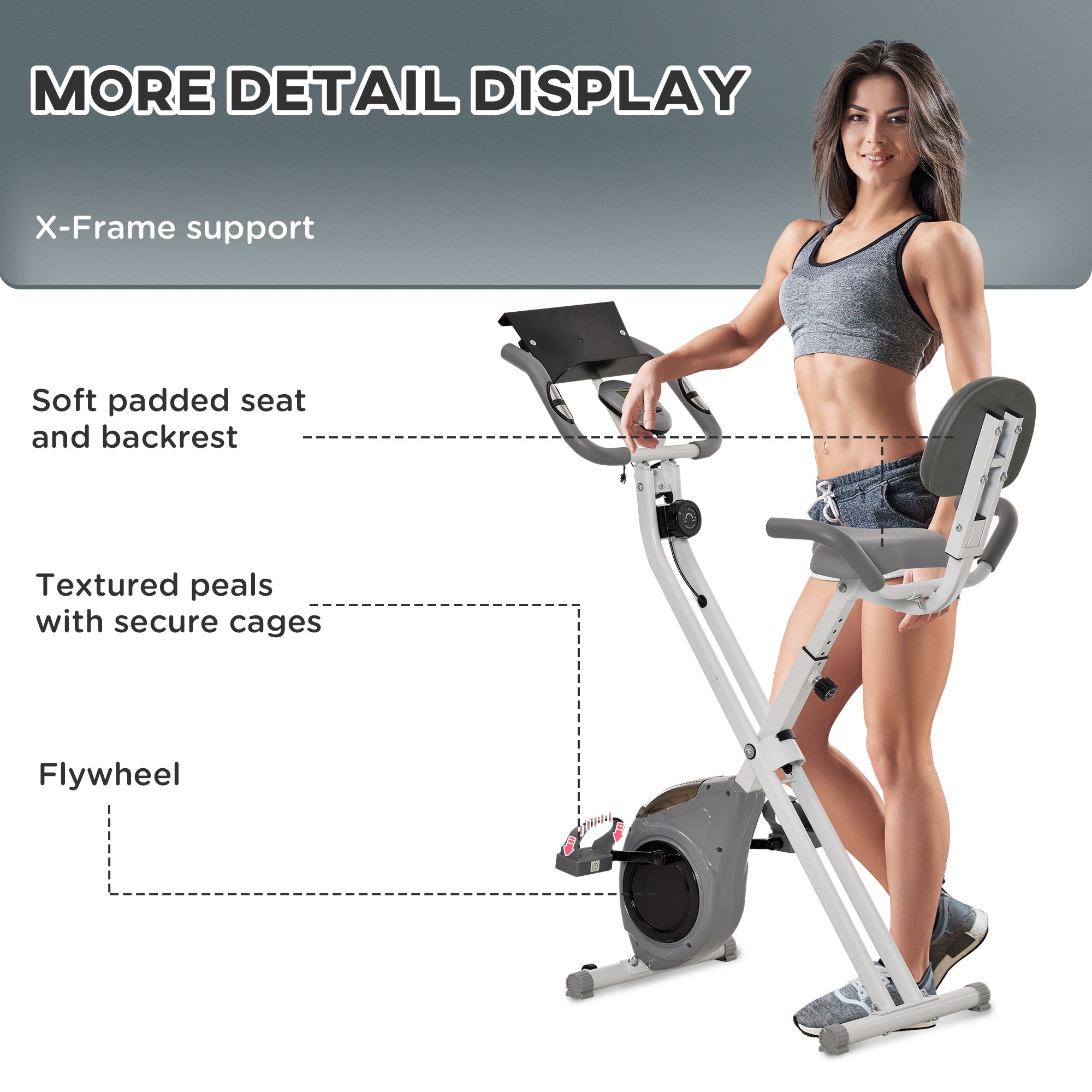 Folding Exercise Bike, Indoor Stationary Bike with 8-Level Magnetic Resistance and LCD Monitor, for Cardio Workout Grey Exercise & Stationary Bikes at Gallery Canada
