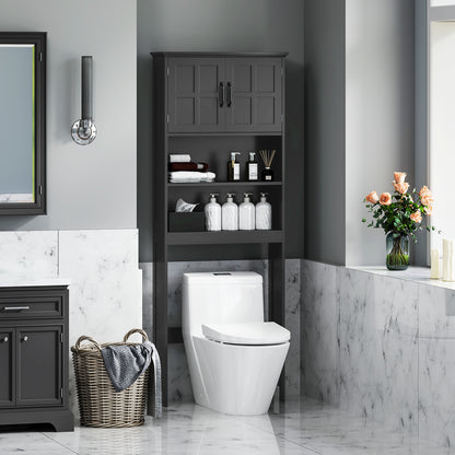 Modern Over The Toilet Storage, Bathroom Cabinets Over Toilet with Open Shelves and Double Door Cabinet, Black Bathroom Cabinets Black  at Gallery Canada