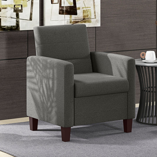 Fabric Accent Chair, Modern Armchair with Seat Cushion and Non-Slip Pads for Living Room, Bedroom, Dark Grey Accent Chairs at Gallery Canada