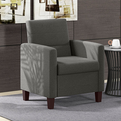 Fabric Accent Chair, Modern Armchair with Seat Cushion and Non-Slip Pads for Living Room, Bedroom, Dark Grey