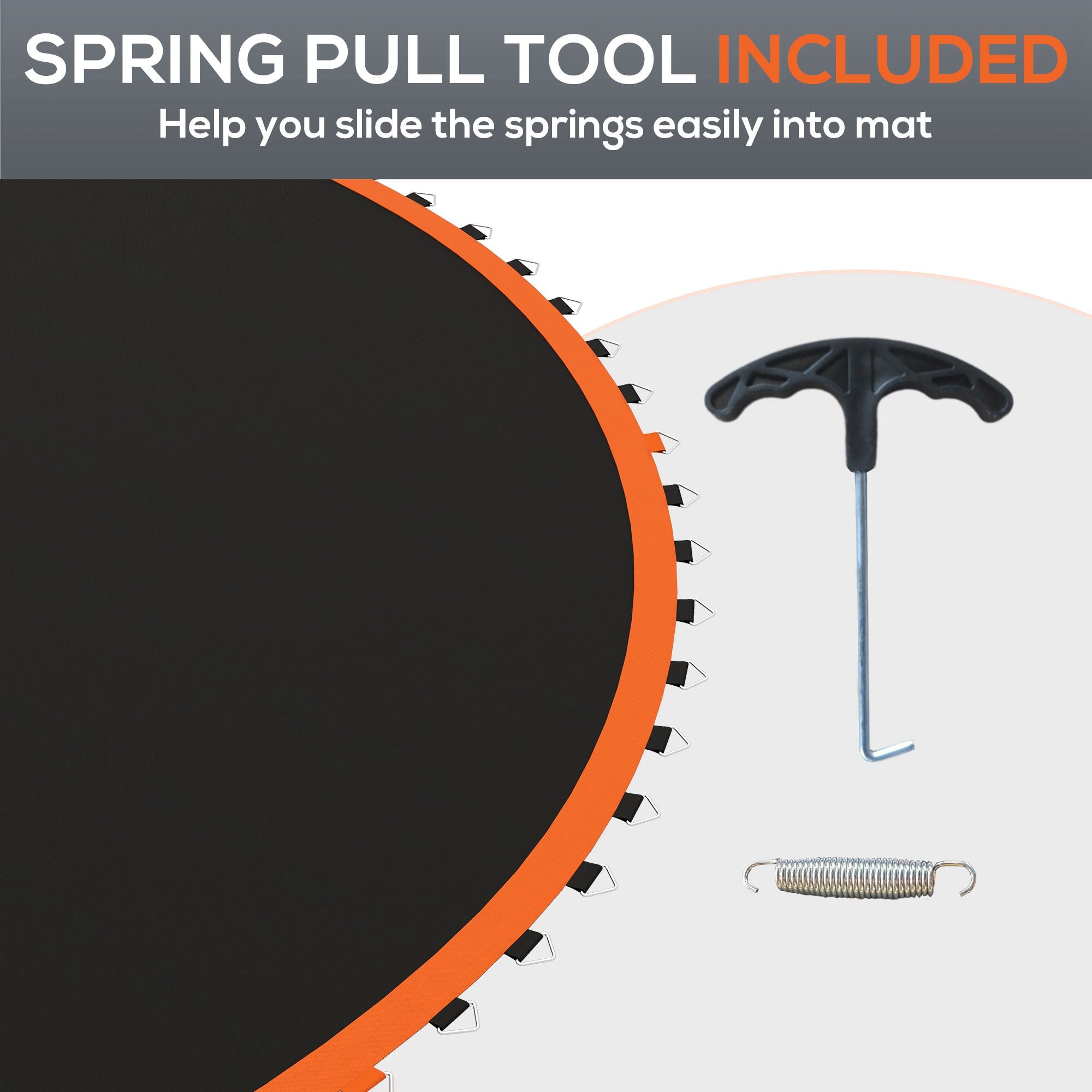 Trampoline Mat Replacement with Spring Pull Tool and 72 V-Hooks, Fits 12ft Trampoline, Using 5.5