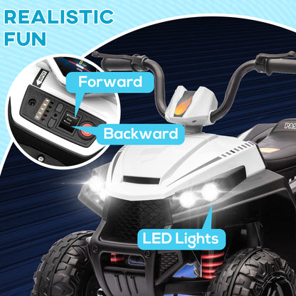 12V Kids ATV with Four Wheels Spring Suspension, Forward &; Backward, LED Light, MP3, Music, White Electric Ride On Toys   at Gallery Canada