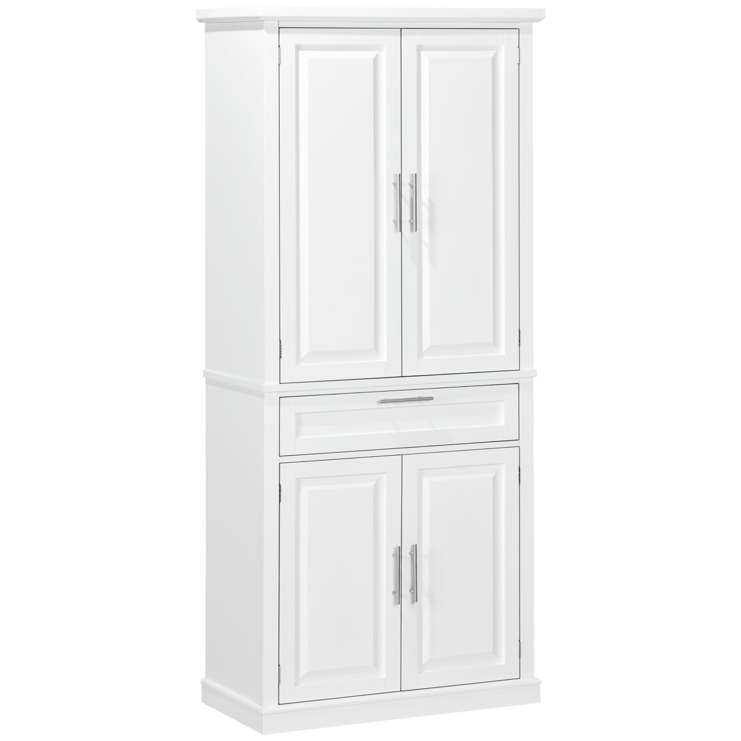 72" Kitchen Pantry Cabinet, Freestanding Storage Cabinet, 4-Door Cupboard with Drawer and Adjustable Shelves, White Kitchen Pantry Cabinets   at Gallery Canada