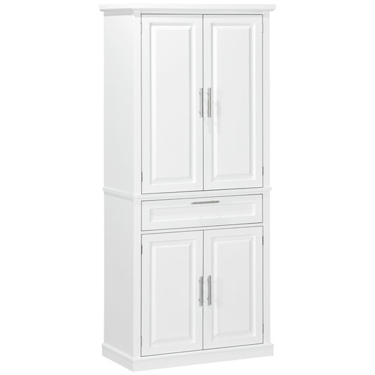 72" Kitchen Pantry Cabinet, Freestanding Storage Cabinet, 4-Door Cupboard with Drawer and Adjustable Shelves, White Kitchen Pantry Cabinets   at Gallery Canada